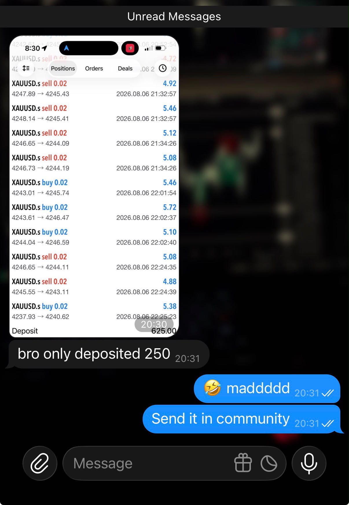 OFFSET bot performance result $250 → $625